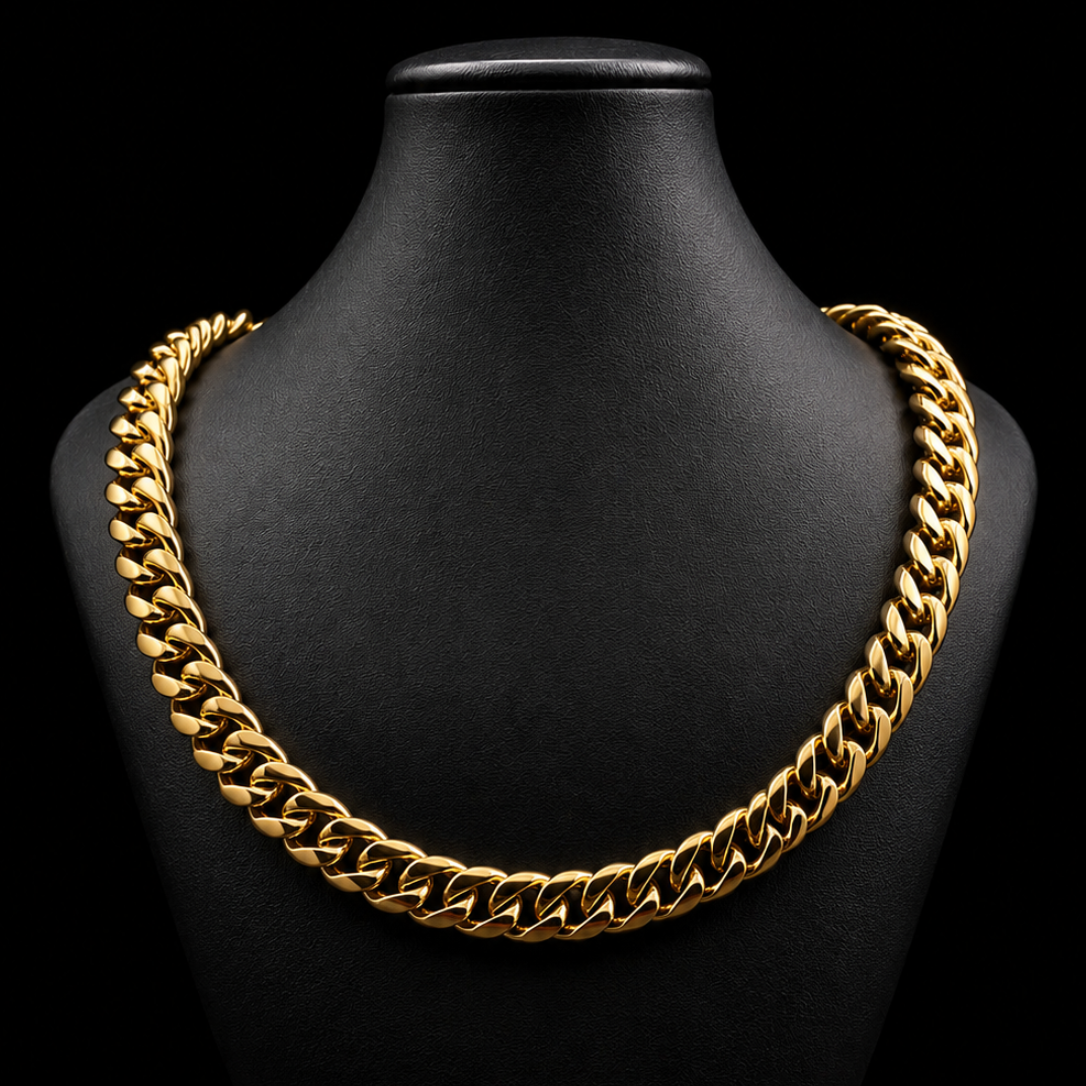 MIAMI CUBAN 12MM (GOLD PLATED + STAINLESS STEEL)