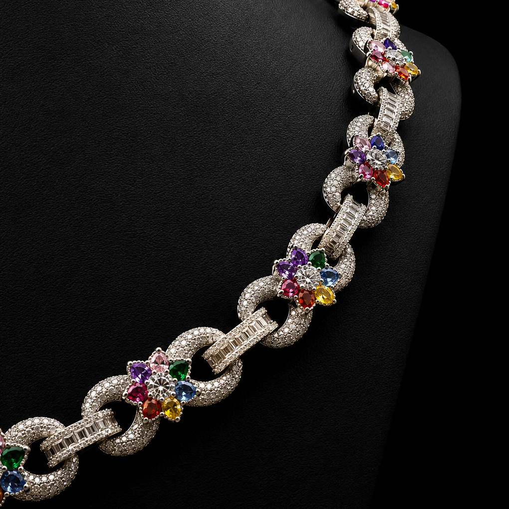 FRUITY PEBBLE FLOWER LINK (MOISSANITE)