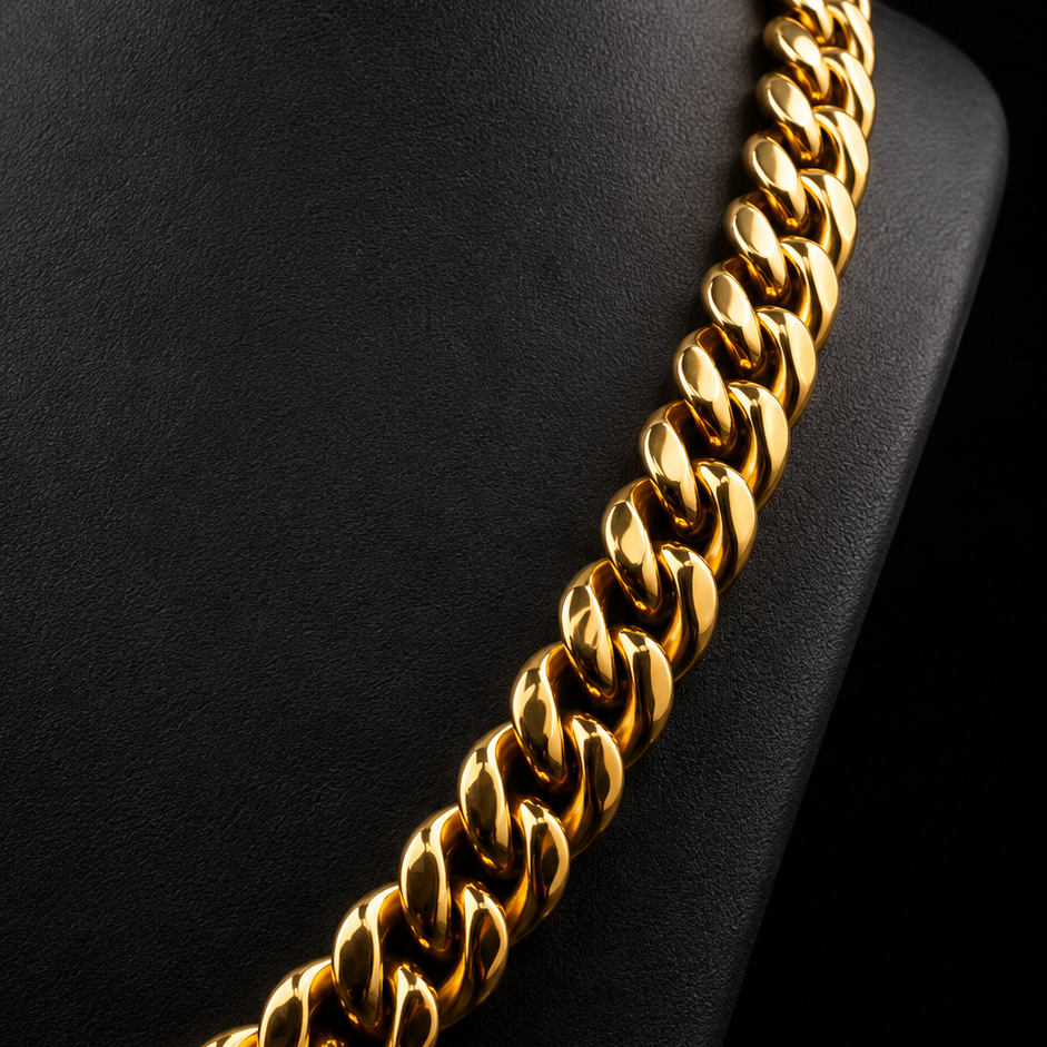 MIAMI CUBAN 12MM (GOLD PLATED + STAINLESS STEEL)