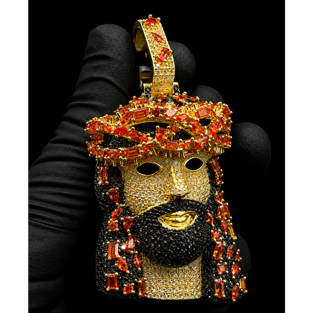 ORANGE CRUSH JESUS PIECE (Moissanite)