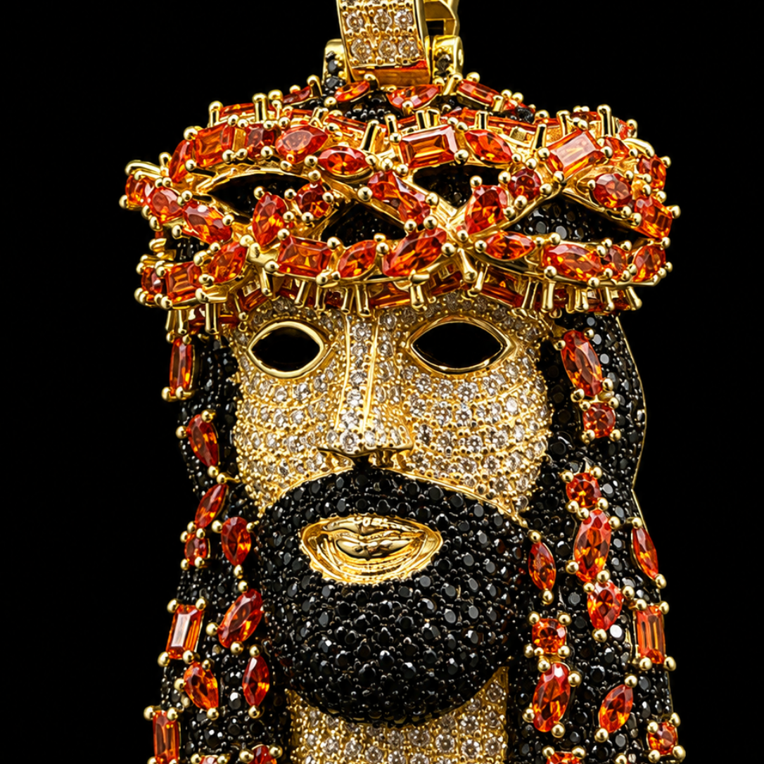 ORANGE CRUSH JESUS PIECE (Moissanite)