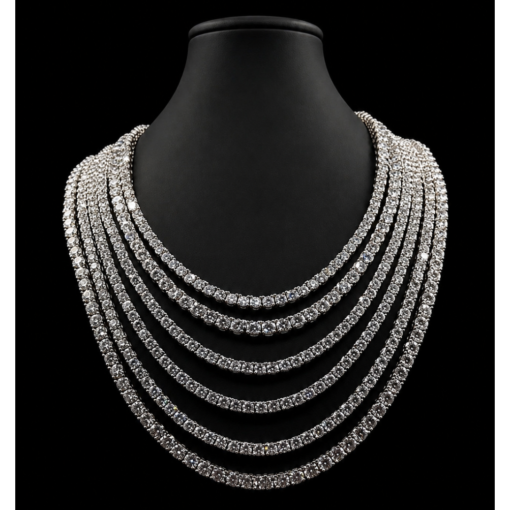 TENNIS CHAIN 4MM (MOIS + SILVER BASE)