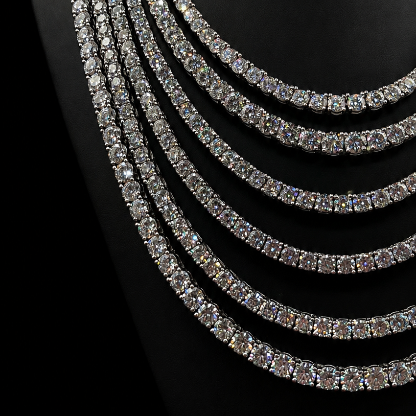 TENNIS CHAIN 4MM (MOIS + SILVER BASE)